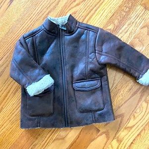 Faux leather toddler jacket